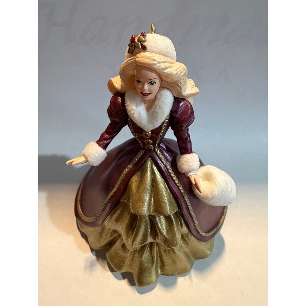 Hallmark Keepsake Holiday Barbie Ornament 1996 Collector Series Burgundy Gold